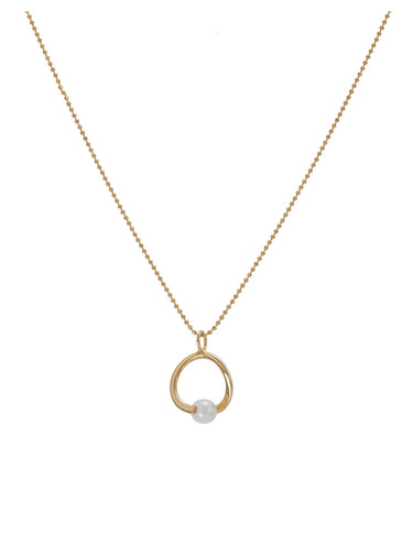Dije Dorado Circular Con Perla